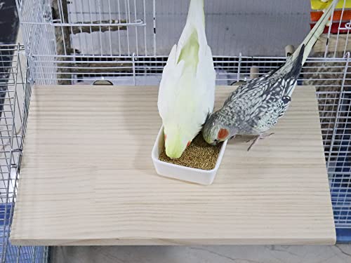 15.7×10.4 Inches Large Bird Perch Stand Platform, Natural Wooden Small Animals Cage Accessories, Rectangle Stand Perch Shelf for Parrot Parakeet Cockatiel Rat Hamster Guinea Pig Conure Chinchillas - size: 15.7 × 10.4 Inches Natural