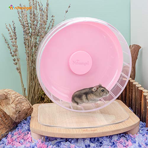 Niteangel Super-Silent Hamster Exercise Wheel: Quiet 8.2 inch Running Wheel | Can 9.1-11.8" Adjustable Height - No Bend Back Spinner Running for Dwarf Syrian Hamster Gerbils Mice Or Other Small Animal - color: Pink, size: Small