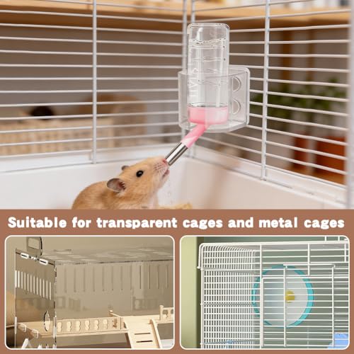 Hamster Water Bottles Holder with Cleaning Shovel, Magnetic Anti-Fall Water Bottle Stand with Adjustable Height, Fits up to 2in/5cm for Hamsters Small Pets (Holder Only)