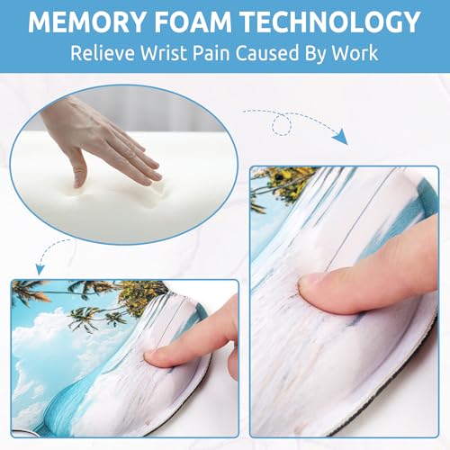 KONVINIT Ergonomic Mouse Pad with Wrist Rest, Small Mousepad with Non-Slip Rubber Base and Smooth Surface, Beach Mouse Pads for Desk, Office Desk Accessories - color: Beach