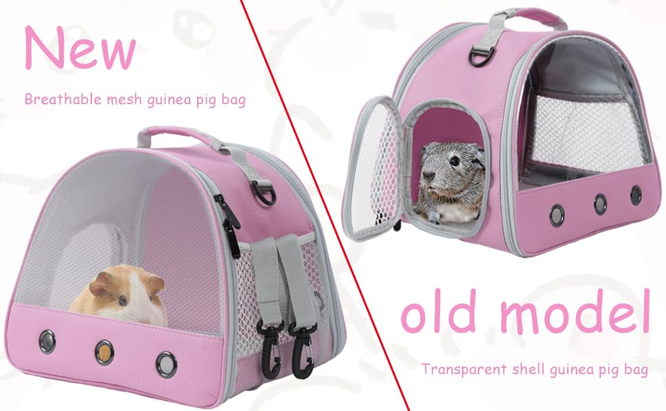 Breathable Guinea Pig Carrier Backpack with Nylon Mesh Window Portable Carrier for Guinea Pig, Bunny Bearded Dragon Bird Chinchilla Ferret Travel Outdoor - color: Pink