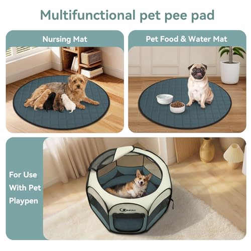 Siedihit Washable Reusable Pet Pee Pads, Absorbent Non-Slip Training Mat | for Dog Cat Rabbit Puppy Kitten, Whelping Playpen Crate Bed Cage Home Indoor Outdoor (Medium - 4pack, Round) - size: Medium - 4pack