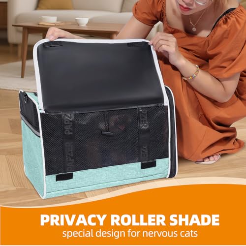 Cat Carrier for Travel, Soft-Sided, Top Loading, Privacy Curtain, to 20 lbs | Medium Pet Carry Bag Anxious Cat, Vet Visits Car Transport, Luggage Sleeve Suitcase Attachable Small Puppy Crate Kennel Teal - color: Teal