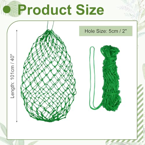 Slow Feeder Hay Net, 40" Length 2" Holes Strong Load-Bearing, Nylon Slow Feed Bag Hay Feeder, (Green, 1 Pcs), Intended for Horses/Goats/Trailer/Stall - color: Green