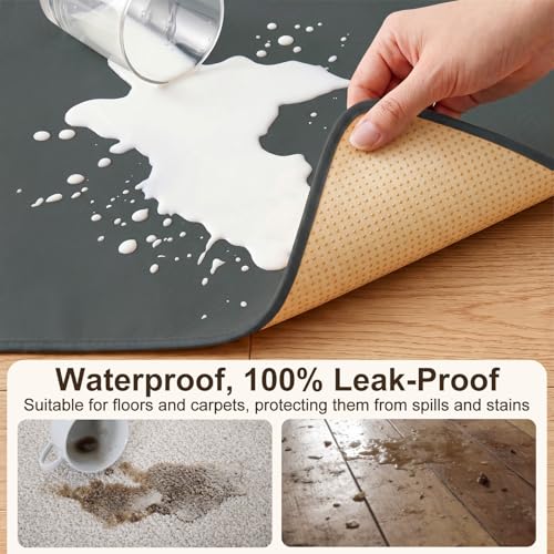 Basumee Splat Mat for Under High Chair, Waterproof & Mess-Proof Floor Mat | 51"×51" Baby Splash Mat, Non Slip Bottom, 4-Layer Fabric, Food & Liquid Catcher, Machine Wash for Boy Girl, Meals, BLW, Craft - color: Gray, size: 51x51 Inches