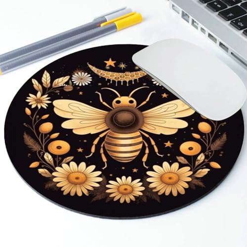 Bees Round Mouse pad Customized Mousepad Non-Slip Rubber Base Mouse Pads for Computers Laptop Office Desk Accessories Mouse pad - color: Bees
