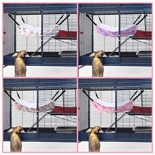4 Pcs Cat Hammock for Cage Soft Hanging Pet Hammock Bed with Adjustable Straps and Metal Hooks Double Sided Bed for Large & Small Cats Ferret Rat Sugar Glider(Paw,16 x 20 Inch) - size: 16 x 20 Inch
