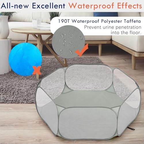 Pawaboo Small Animals Playpen, Gray | Waterproof Small Pet Cage Tent, Strong Steel Wire Frame, Portable Outdoor - color: Gray