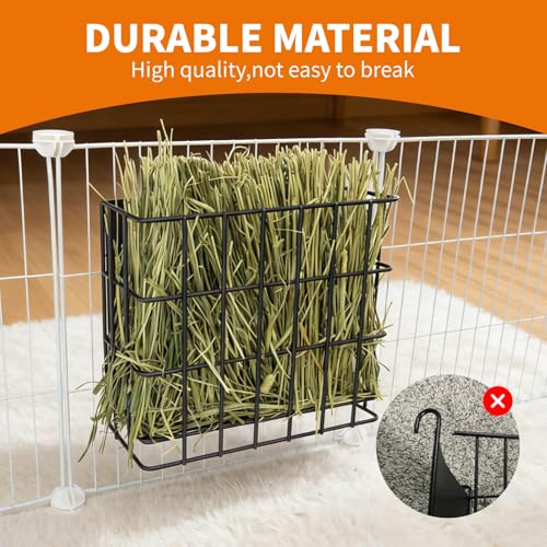 BESNEW Large Rabbit Hay Feeder,Upgraded Metal Guinea Pig Hay Feeder Hay-Leak Proof Bottom,Easy to Install,Bunny Supplies for Rabbit Guinea Pig Chinchilla Small Animals - color: Black, size: 10in feeder
