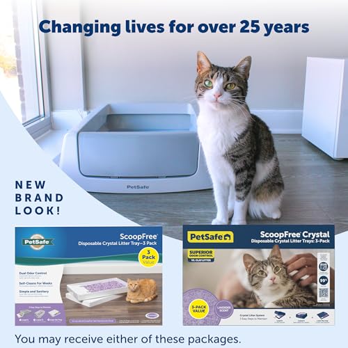 PetSafe ScoopFree Crystal Litter Tray Refills – Lavender Crystals, 3-Pack – Disposable Tray – Includes Leak Protection & Low Tracking Litter – Absorbs Odors on Contact - size: 3-Pack