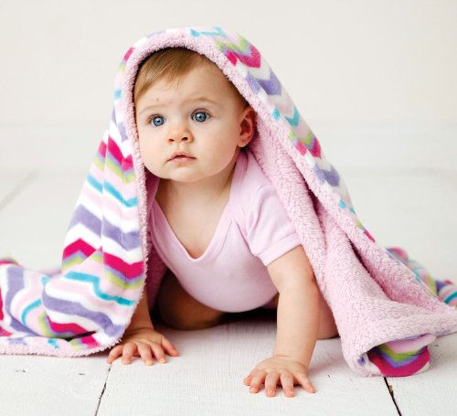 Hudson Baby Unisex Baby Plush Mink and Sherpa Blanket, Blue, One Size - color: Blue, size: One Size