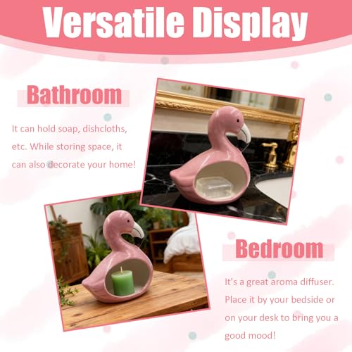 Flamingo Shaped Ceramic Bowl, Pink Tropical-Themed Storage Container, Versatile Organizer for Jewelry, Candy, Hair Ties, Keys