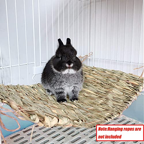 Tfwadmx 6 Pcs Rabbit Grass Mats 16''x11''Large Natural Woven Seagrass Mat Bunny Sleep Bed for Chinchillas Guinea Pigs Ferret Hamster Squirrel and Small Animals - size: 16.0''x11''(6pcs)