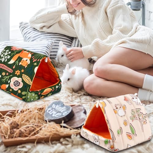 Cinnvoice 8 Pcs Guinea Pig Hideout, Guinea Pig Bed Washable Small Animal Cage Accessories for Bunny Hedgehog Mouse Chinchillas Hamsters Ferrets Rats (7.9 in) - size: 7.9 in