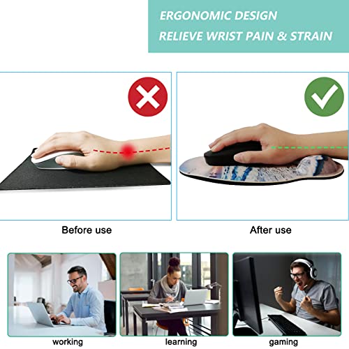 Mouse Pad with Wrist Support, Ergonomic Mouse Pad with Memory Foam Wrist Rest Cushion, Non-Slip Rubber Base Gaming Mice Pad for Home Office Computer Laptop, Beach - color: O-beach