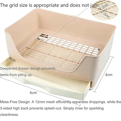 Large Rabbit Litter Box,Corner Potty Trainer with Drawer for Small Animals, Easy Clean Bedding Toilet for Adult Bunny, Guinea Pig, Ferret, Hamster (Brown) - color: Brown