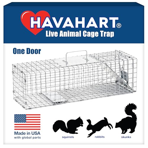 Havahart Medium 1-Door Live Animal Trap, Galvanized Steel Cage | Humane Catch and Release for Rabbit, Skunk, Mink, and Squirrel, Spring-Loaded Door, 1078SR