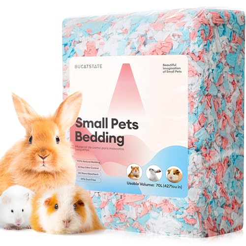 BUCATSTATE Hamster Bedding 70L, 99% Dust-Free Guinea Pig Bedding Odor Control Paper Bedding, Cozy Small Animal Bedding for Rabbit Rat Syrian Dwarf Hamsters Gerbils (Confetti) | FSC-Certified Material, Expands 3X, Cozy Paper Bedding for Guinea Pigs, Colorf
