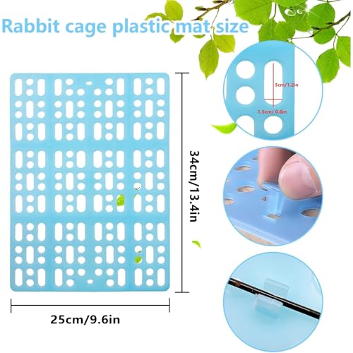 Hamiledyi 8Pieces Rabbit Feet Pad Hole Leak Water Design for Plastic Bunny Cage Mat Foot Resting Pad - color: 4 white +4 blue