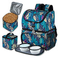 BAGLHER Pet Travel Bag, Double-Layer Pet Supplies Backpack (for All Pet Travel Supplies), Pet Travel Backpack with 2 Silicone Collapsible Bowls and 2 Food Baskets Hawaii - color: Hawaii