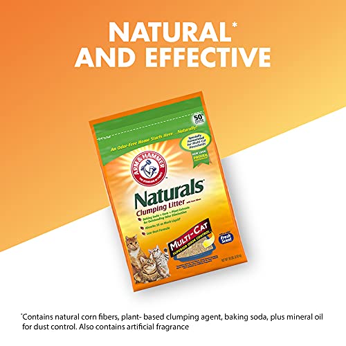 ARM & HAMMER Naturals Clumping Cat Litter, Multi Cat, 18 lbs | Plant-Based, Easy Scoop Clumps, Outstanding Odor Control, 2X Liquid Absorption, Low Dust, Lightweight Formula - size: 18 Lbs