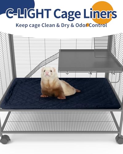 C-LIGHT Ferret Cage Liner, for Ferret Nation & Critter Nation Cage, 4-Layer Absorbent Pad with Ultrasonic Welding, Chinchilla Cage Accessories kit, Anti-Leak, Odor Control (Bottom PAN Liner) - size: Bottom PAN Liner
