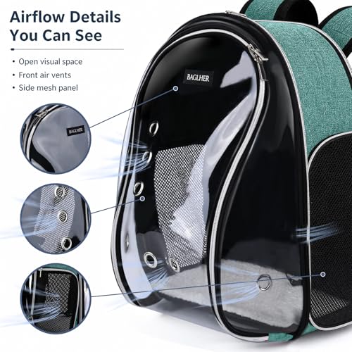 BAGLHER Cat Carrier Backpack Bubble - Fit Up to 18 Lbs - Airline-Approved Dog Backpack Carrier for Small Pets Puppies Dogs Bunny, Space Capsule Dog Carrier Backpack for Travel Outdoor Hiking, Green - color: Green