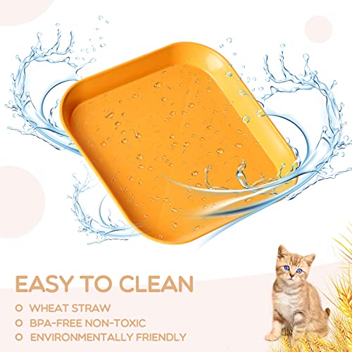8Pcs Whisker Fatigue Free Cat Bowls, 6 inch Cat Food Bowl, Wheat Straw Cats Dishes, Pet Plate for Kittens and Short Legged Cats - color: 8 Pcs Square - 4 Color
