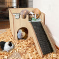 Guinea Pig Hideout Wood, Hamster Hideout Large, Rabbit Castle with Ramp, Bunny House for Cage, Chinchilla House Castle, Small Animal Hideout House, for Ferret Hedgehogs Playing Hiding Sleeping