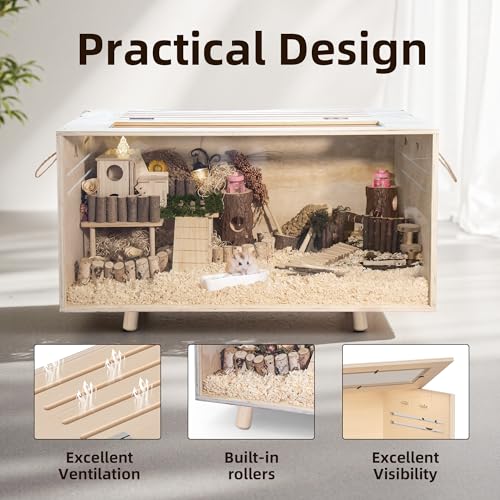 Pine Small Animals Houses&Habitats Chewproof, 32" Pine Guinea Pig Cage Hamster Cage for Small Animals (32" Medium, Short-Legged Stick) - size: 32.0"L x 15.8"W x 15.8"H