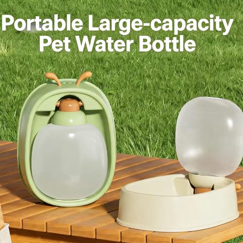 Portable Pet Water Bottle & Bowl, 17oz Leak - Proof Travel Dispenser for Outdoor Walking, Hiking(Green)