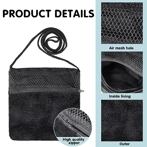 2 Pcs Sugar Glider Pouch Breathable Carrying Bonding Pouch Soft Hamster Carrier with Strap Zipper Small Animal Travel Sleeping Bag Cage Accessories for Rat Reptile Other Small Pets(Black) - color: Black