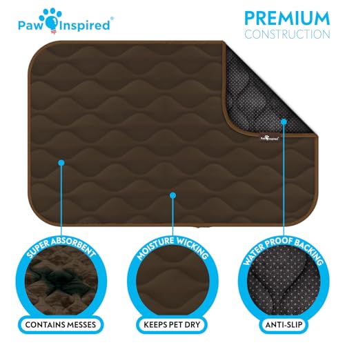 Paw Inspired Washable Padded Crate Mats for Dogs, Dark Brown, 35x22 Inch | Fits 36-inch Kennels, Leakproof, Waterproof Bottom, Plush Dog Pad, Pet Bed - color: Dark Brown, size: 36 Inch