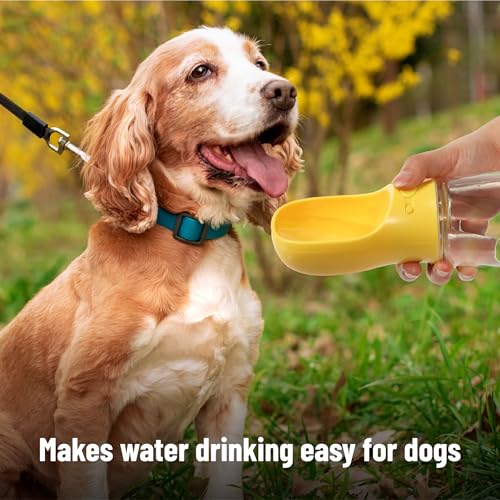 Mr. Pen- Portable Dog Water Bottle, 19 oz, Large | Leak Proof Puppy Water Dispenser with Drinking Feeder for Pets, Outdoor Walking, Hiking, Travel, Not Dishwasher Safe - color: Yellow