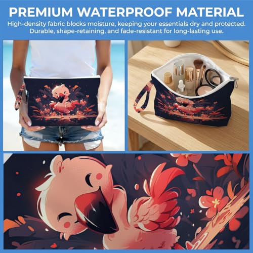 ENGVZ Wet Dry Bag, Waterproof Travel Pouch, Large Zipper Bag For Swimsuits, Diapers, Toiletries, Makeup, Women And Girls Cute Flamingo - color: Cute Flamingo