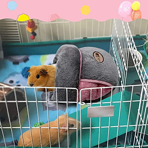 YUEPET Guinea Pig Bed Cuddle Cave Warm Fleece Cozy House Bedding Sleeping Cushion Cage Nest for Small Animal Squirrel Chinchilla Hedgehog Rabbit Cage Accessories Grey