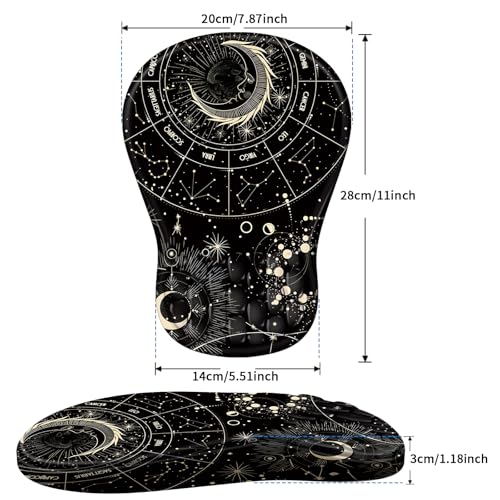 YIWEI Ergonomic Mouse Pad with Wrist Rest for Carpal Tunnel Pain Relief | Memory Foam Wrist Support,Non-Slip Rubber Base, Keyboard Computer Mousepad,Lycra Cloth Surface,Gaming Home Office - color: Constellation
