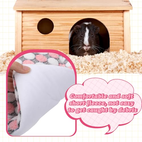 Tudomro 10 Pcs Guinea Pig Bed Mat with Cleaning Dustpan Brush 15" x 11" Animal Bedding Fleece Bunny Sleeping Pad for Small Dogs Cats Rats Hedgehogs Ferrets Hamster Indoor(Dots Star) - style: Dots Star
