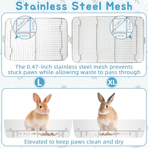 BWOGUE Stainless Steel Rabbit Litter Box with Grid, Bunny Litter Box Pan | Removable Sifting Grid, Waste Separation, Easy-Clean Small Animal Toilet Pan, Guinea Pigs, Chinchillas & Ferrets - size: S:15.7in ×11.8in × 5.9inches