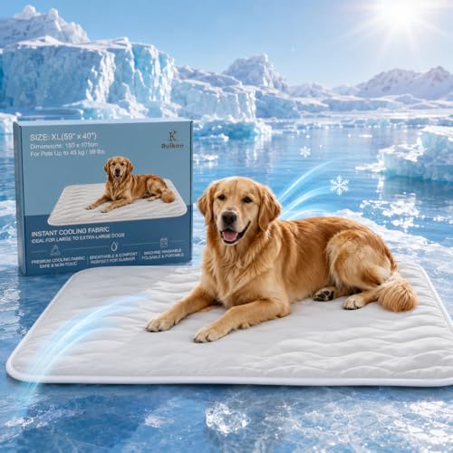 Ruikoo Cooling Dog Mat for Extra Large Dogs, 59" x 40" Self Cooling Dog Pad with Q-Max >0.5, Breathable Washable Non-Slip Orthopedic Dog Bed, Gel-Free Crate Mat for Floor, Sofa, Car & Home - size: X-Large(59" x 40")