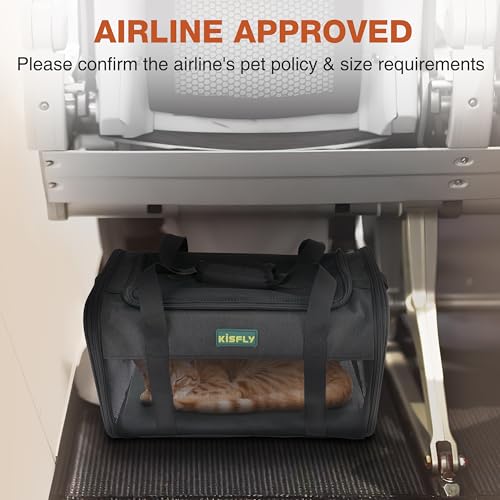 Airline Approved Cat Carrier 17"x11"x9.5", Under Seat Pet Travel Bag | TSA-friendly soft carrier with breathable mesh, top opening and foldable design. Fits cats up to 12 lbs for cabin travel. - color: Black, size: 17x11x9.5 In