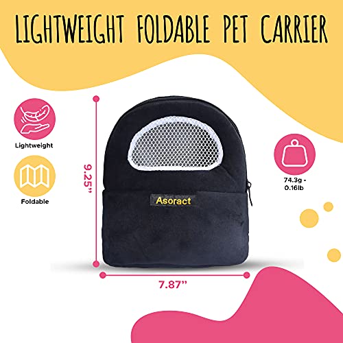 Hamster Carrier Bag, Upgraded Small Animal Bonding Soft Hedgehog Pouch Portable Outgoing Travel Bag with Adjustable Strap and Breathable Mesh for Squirrel Mice Sugar Glider Etc (Black, L) - color: Black, size: 8.3"L x 4.3"W x 7.9"H