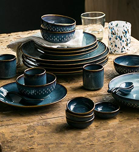 Colias Wing 2.5 Inch Vintage Blue with Brown Edge Stylish Design Multipurpose Porcelain Side Dish Bowl Seasoning Dishes Soy Dipping Sauce Dishes-Set of 4-Blue - color: Type B, size: 2.5 Inch