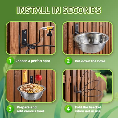 Squirrel Feeder - 1 Metal Stand + 2 Colander Bowls (8.5"/1.4L) for Replacement, 2 Corn Cob Spikes for Multi-Food, Metal Squirrel Feeders for Outside, Removable Bowl Nice to Clean/Refill - size: 1 Stand 2 Bowls