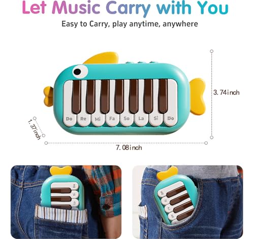 Baby Musical Piano Toys for Toddler age1-3, Busy Board with Music & Light, Birthday Toy for Infant Toddler 1-3 Years and Older Boy Girl Gifts (Green-Fish) - color: Green-fish