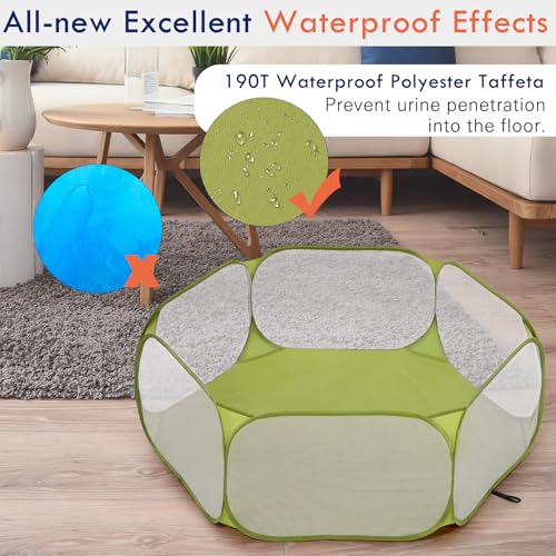 Pawaboo Small Animals Playpen, Green | Waterproof Small Pet Cage Tent, Strong Steel Wire Frame, Portable Outdoor - color: Avocado Green