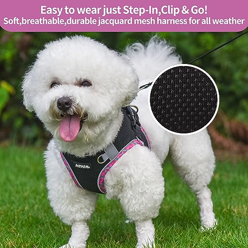 Small Dog Harness - Breathable Double-Layer Jacquard No-Choke Vest, Durable Anti-Tear Fabric with Reflective Trim - Perfect for Running, Parties, Daily Walks (Black, XS) - color: Black, size: XS(Chest: 11.5 - 13.5")