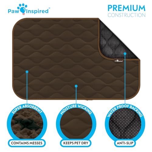 Paw Inspired Washable Padded Crate Mats for Dogs, Dark Brown, 41x28 Inch | Fits 42-inch Kennels, Leakproof, Waterproof Bottom, Plush Dog Pad, Pet Bed - color: Dark Brown, size: 42 Inch