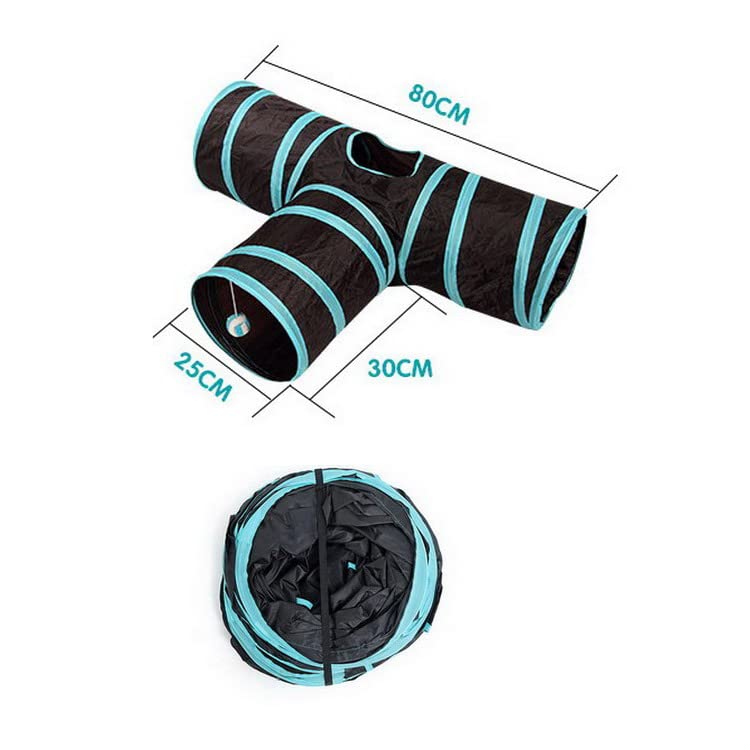 Cat Tunnels, Pet Ferret Rabbit Bunny Tunnels Tubes Subway Habitats, T-Style, DIY Cat Peekaboo Maze House Tent Bed, Kitten Interactive Toy (T Type 3 Way (Straight)) - size: T Type 3 Way (Straight)