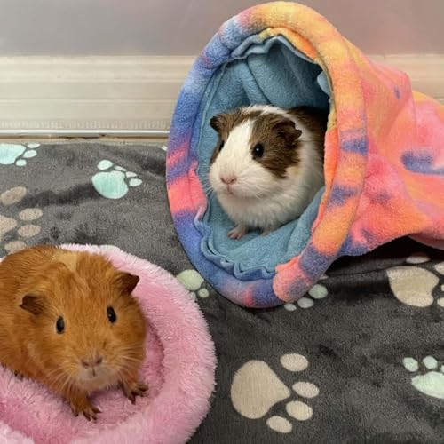kathson Guinea Pig Snuggle Sack, Soft Fleece Sleep Sacks Large Guinea Pig Hideout Small Animal Hideout Pet Sleeping Bag for Hamster Rat Chinchilla Ferret, 2pcs (Pink) - color: Pink